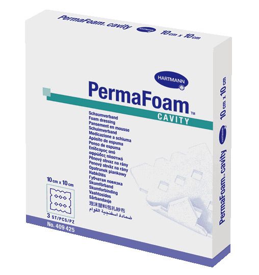 Повязка губчатая Perma Foam Cavity 10х10 см. 3 шт..